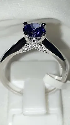 £21 • Buy 925 Sterling Silver Rhodium Plated Solitaire Tanzanite Engagement Ring 6 7 8 9