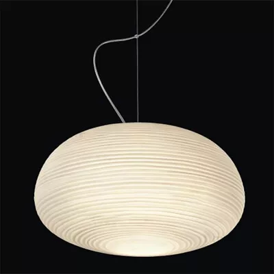 Mid-Century Modern Lantern Shade Ceiling Hanging Light Ribbed Glass Pendant Lamp • $98