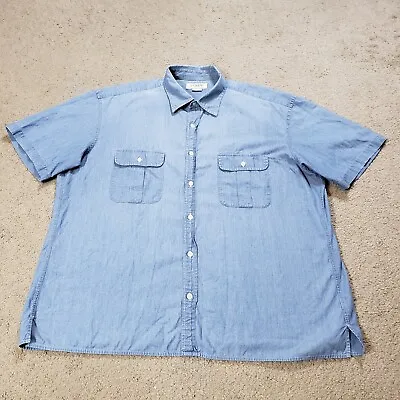 Vintage J Crew Chambray Shirt Adult Extra Large Blue Casual Denim Y2K Mens • $18.04