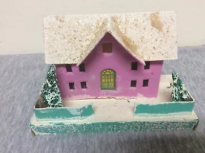 Vintage Christmas Putz Cardboard Mica Pink House Japan • $32.99