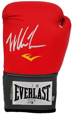 Mike Tyson Autographed Red Everlast Boxing Glove Lh In Silver Beckett 202298 • $129