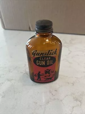 Vintage Gunslick Gun Oil Bottle Hunting Advertising Great Graphics • $27.95