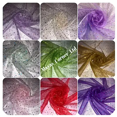 Sparkling Sequin Hologram Organza Fabric Sheer Voile Wedding Decorations 58”Wide • £5.50