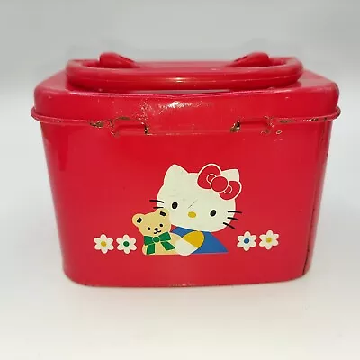 Vintage 90’s Hello Kitty Sanrio Tin Metal Storage Container Lunch Box Basket Bin • $22.99