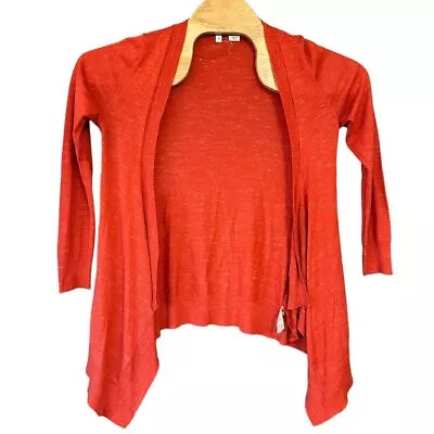 Anthropologie Moth Orange Wool Linen Blend Open Front Cardigan Sweater Womens M • $19.99