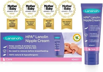 Lansinoh HPA Lanolin Nipple Cream For Sore Nipples And Cracked Skin 40ml Safe UK • £9.29