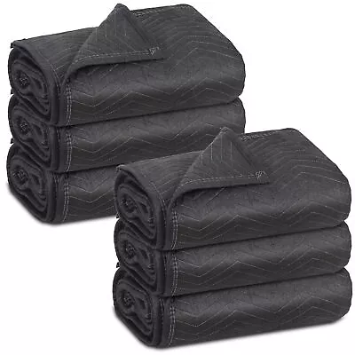Heavy Duty 6 Pack Moving Blankets Quilted 80  X 72 Shipping Furniture Pads Black • $40.58