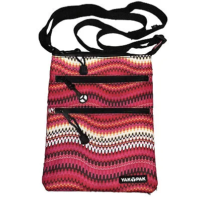 Yak Pak Crossbody Messenger Lined  Bag Adjustable Handle 3 Zip Pink Black White • $19