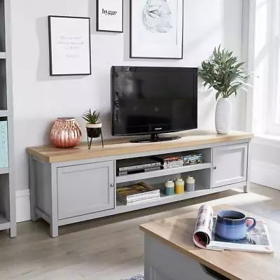 Extra Large 180cm Grey Oak TV Stand 1 Drawer Cabinet Television Unit Cable Tidy • £131.99