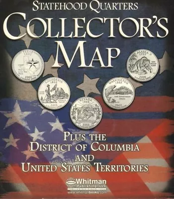 US State Quarter Collection Coin Map Display 50 States DC + Territories Colorful • $15.48