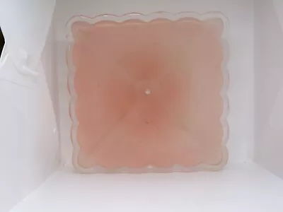 Vintage Mid Century Pink Square Frosted Glass Ceiling Light Cover Shade • $25