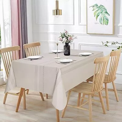  100% Waterproof Rectangle PVC Tablecloth Vinyl Table 60X84IN Coffee Strip • $33.17