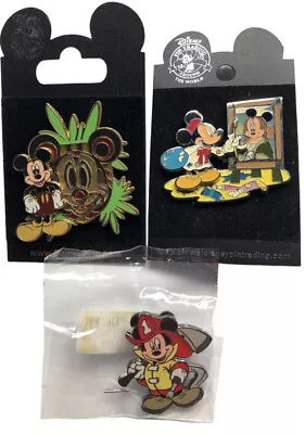 Set 3 Disney Mickey Mouse Tiki Painter Fireman Pins • $29.99