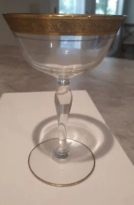 Vintage Gold Rimmed Crystal Stemware -  6 Elegant Champagne Glasses • $70