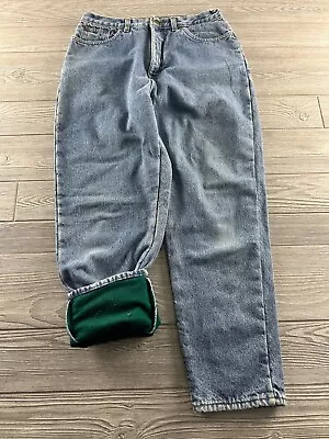 VTG LL Bean Fleece Lined Jeans Double L Relaxed Fit Mens Blue Denim Faded • $22.49