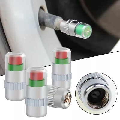 Silver Tire Pressure Indicator Valve Cap For Car Motorcycle Bicycle (4PCS) • $14.34