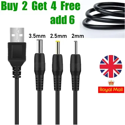 USB To 3.5mm 2.5mm 2mm Jack Barrel Male DC 5V Power Charger Plug Adapter Cable • £2.95