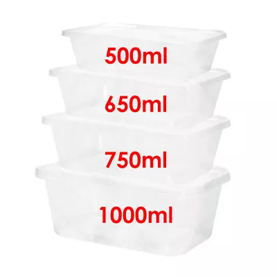 Clear Plastic Quality Containers Tubs With Lids Microwave Food Safe Takeaway MND • £223.13