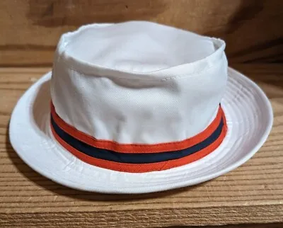 Vintage White W/ Red & Black Stripe Bucket Fishing Hat Paris Brand Size Large • $15