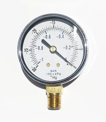 Vacuum Dry Gauge -30-0 Hg 1/4 NPT Lower Side Mount For Air Water Oil 2.5  Dial • $11.27