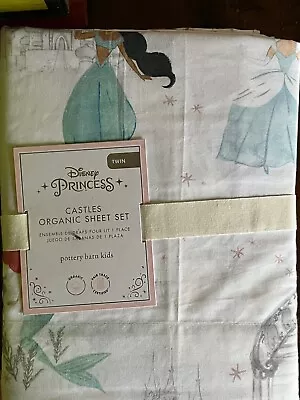 POTTERY BARN KIDS Disney Princess Castle Organic TWIN 3 Pc Sheets Set - NEW • $78.99