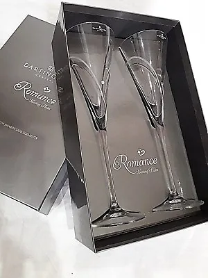 Dartington Crystal Glitz ROMANCE Champagne Flutes Pair. 26cm • £42.95