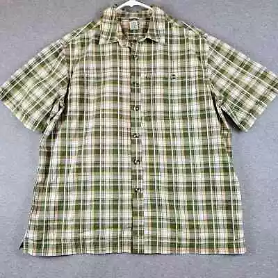 L.L.Bean Shirt Adult Large Green Plaid Button Up Collared Short Sleeve Mens • $10.39