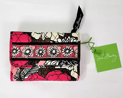 Vera Bradley Euro Wallet MOCHA ROUGE 10874-110 Retired Pattern Brown Pink NEW • $24.99