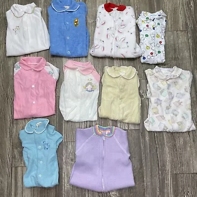 Vintage Sleeper Pajama Lot (10) Footed Infant Fleece Terry Cotton Pooh Carters • $21.25