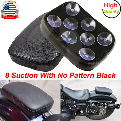 Black Rear Passenger Seat Pad Pillion 8 Suction Cups For Harley Motorcycle US • $16.87