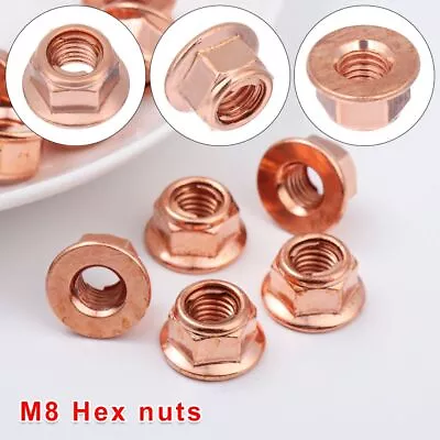£8.79 • Buy 50Pcs M8 Copper Flashed Exhaust Manifold Nut 8 Mm Nuts High Temperature Nuts GB