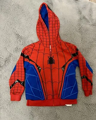 Disney Marvel Spiderman Hoodie Jacket Age 5/6 Years Red Blue Excellent Condition • £17