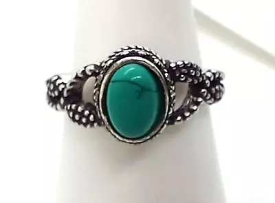 Art Deco 925  Sterling Silver Turquoise Size 7 Ring Women's Jewelry  • $19.95