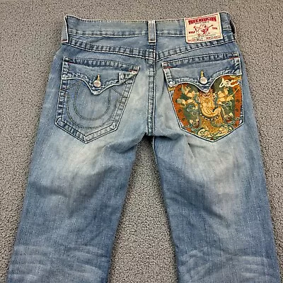 Vintage True Religion Billy Jeans Mens 36X30 Budda Embroidered Flap Pocket USA • $89.89