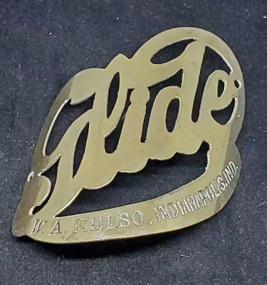 Vtg. W.A. Kelso  GLIDE  Bicycle Badge Emblem ~ Indianapolis IND ~ R60 • $50