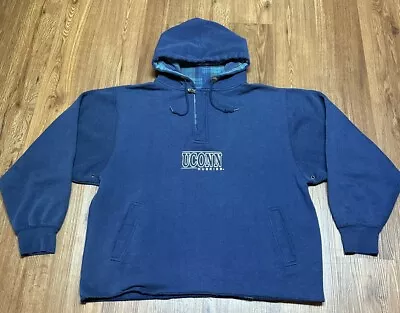 Vintage UConn Huskies Men's Basketball Hoodie Blue Size XL • $35