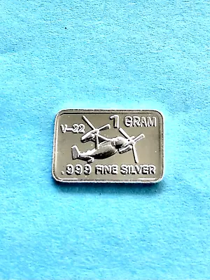 $2.45 • Buy 1 Gram Silver Bar     V-22 Osprey Aircraft    Design..