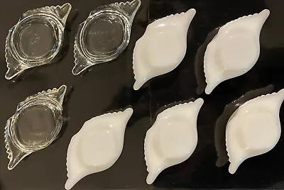 Glasbake Imperial McKee Crab Mold 8pc Lot Shell Bake Clear White MCM Vintage • $40