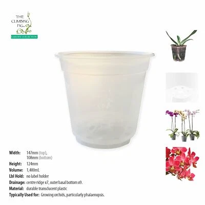 $24.90 • Buy 150mm Teku Round CLEAR Plastic Pots. Suits Phalaenopsis & Orchid Plants