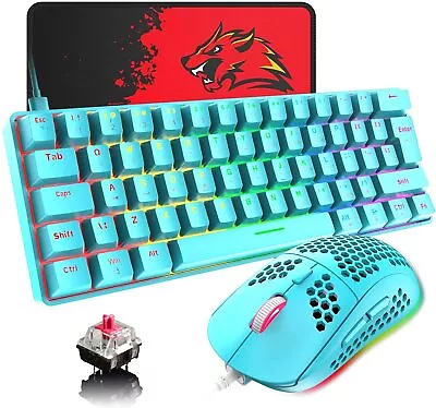 60% Wired Mechanical Gaming Keyboard And Mouse Combo Ultra-Compact Mini 62 Keys • $45.39