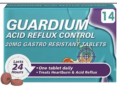 GUARDIUM Tablets Heartburn And Acid Reflux Control By Gaviscon Pack Of 14 • £8.95