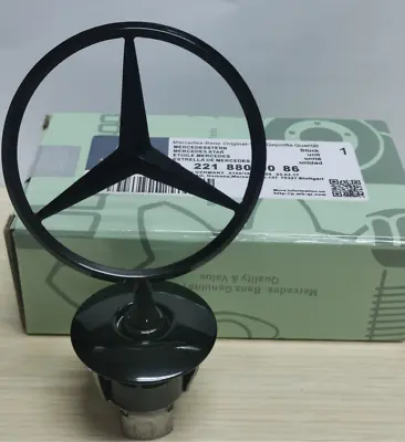 For Mercedes-Benz OEM C E S Class Front Hood Ornament Glossy Black Mounted Star • $24.99