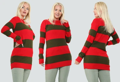 £12.99 • Buy Womens Halloween Red And Green Freddy Krueger Fancy Dress Stripe Knitted Jumper