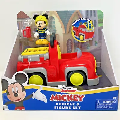 Disney Junior Mickey Mouse Fire Truck Ladder Raises Vehicle & Figure New • $21.98