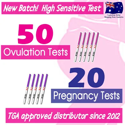 50 Ovulation LH Tests 20 Pregnancy HCG Tests Urine Strips Fertility OPK Kits • $19.95