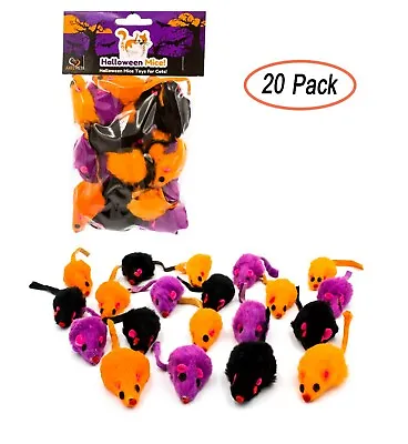 AXEL PETS 20 Halloween Colorful Mice Cat Toys Rabbit Fur With Catnip Rattle  • $15.99