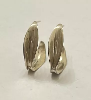 Hagit Gorali HG Israel 925 Sterling Silver Abstract Modernist Hoop Earrings • $65