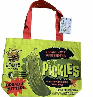 $6.99 • Buy Trader Joe's Reusable Canvas Shopping Bag Pickles Print Grocery Eco Bag ⚡Limited