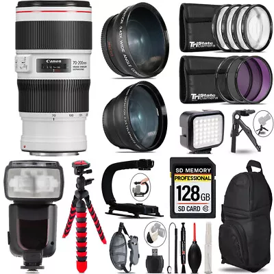 Canon EF 70-200mm IS II USM Lens + Pro Flash + LED Light + Tripod - 128GB Kit • $1198.99