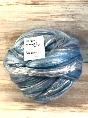 80/20 Merino/Silk Blended Wool Roving Skyscape 4 Oz • $22